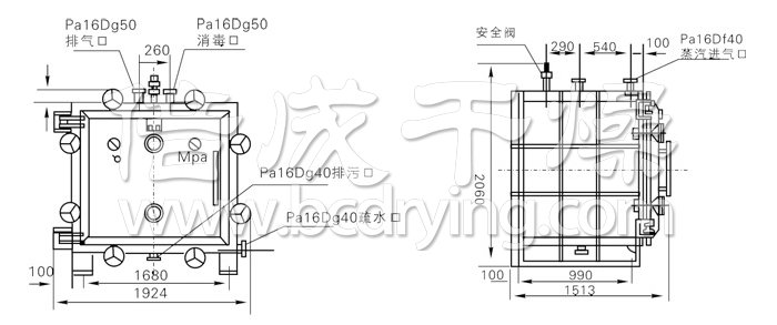 方形靜態真空干燥機結構示意圖